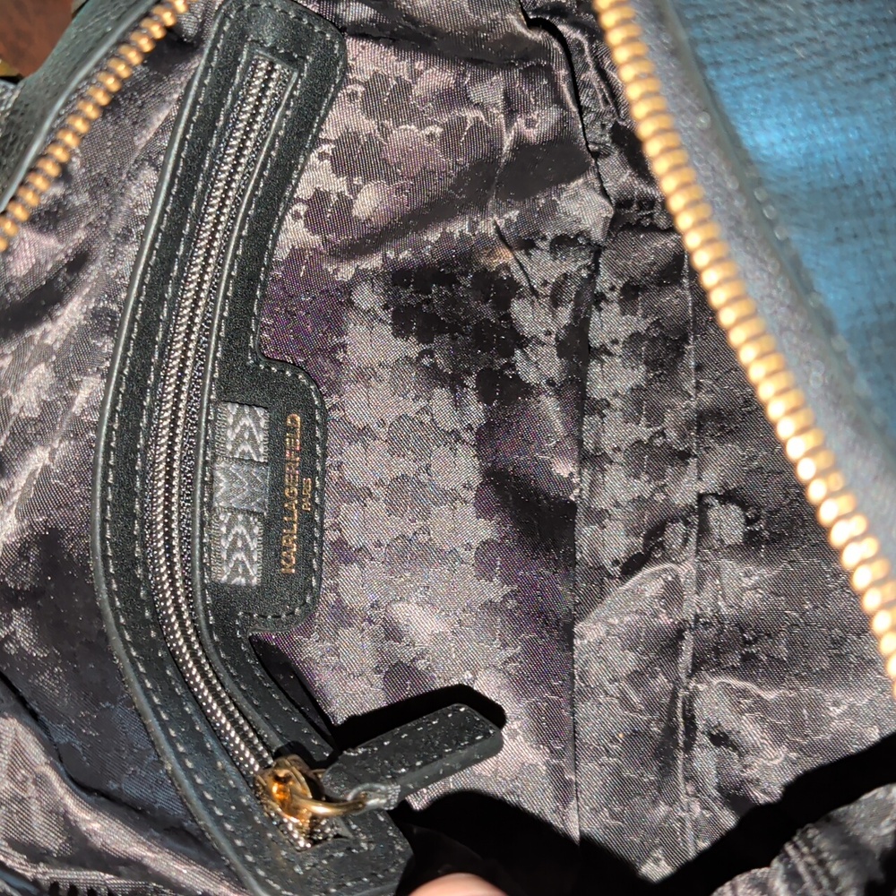 Karl Lagerfeld Black Satchel with Gold Accents - Picture 14 of 16